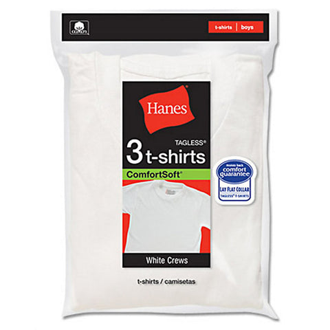 Hanes Toddler Boy’s White Crew Neck T-shirts 3-Pack